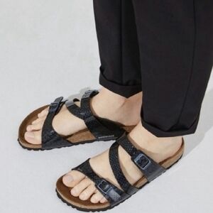 NEW Birkenstock Black Glitter Salina Sandals Size 6